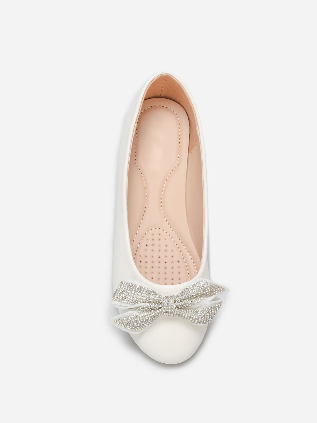 Ballerines à noeud en strass- Blanc