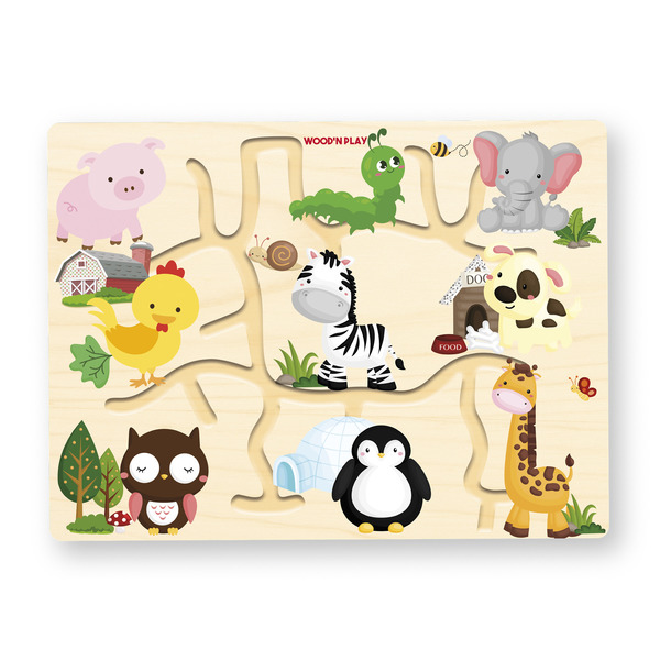 Puzzle circuit en bois avec animaux