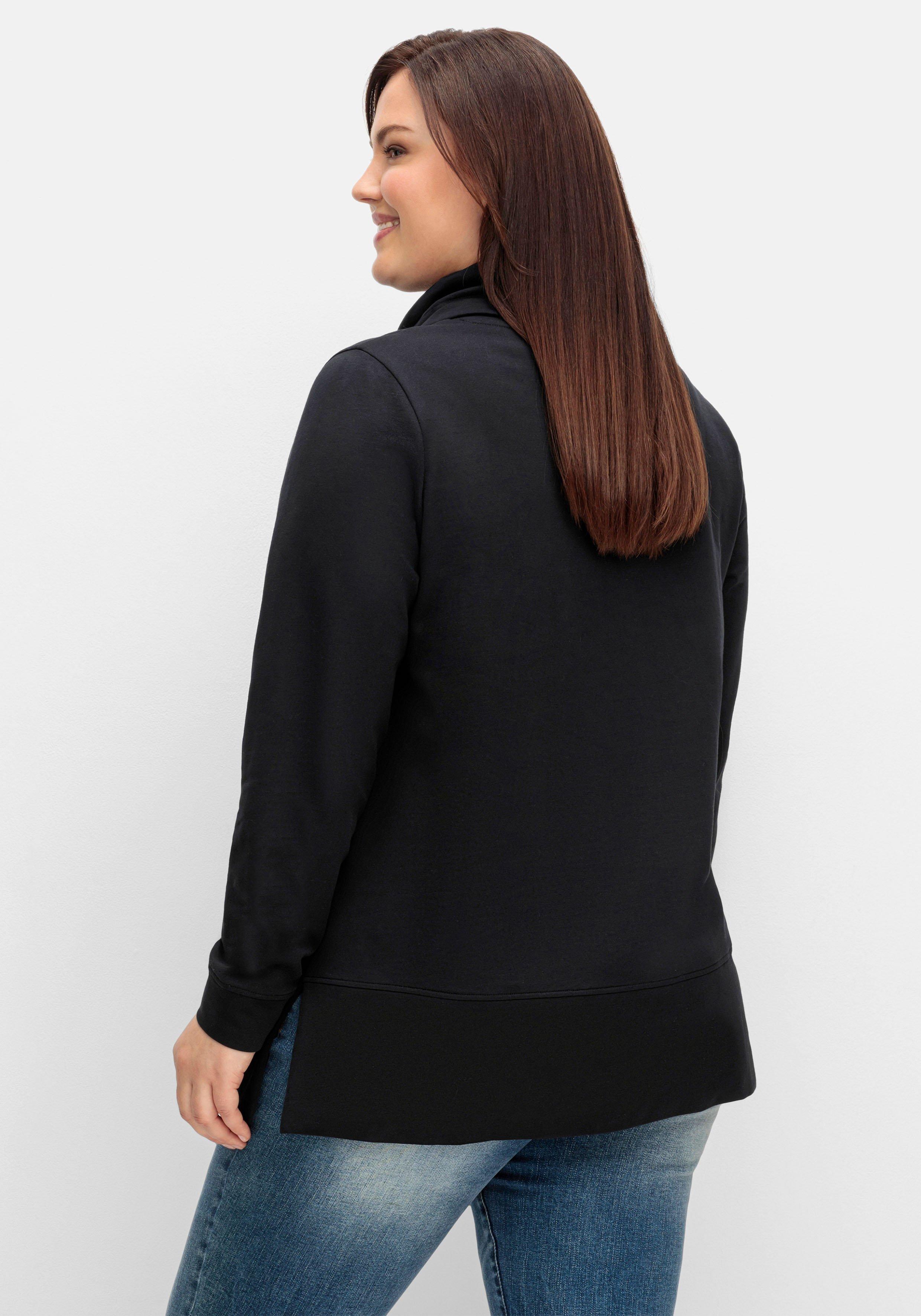 Sweatshirt mit Stehkragen und Applikation seitlich