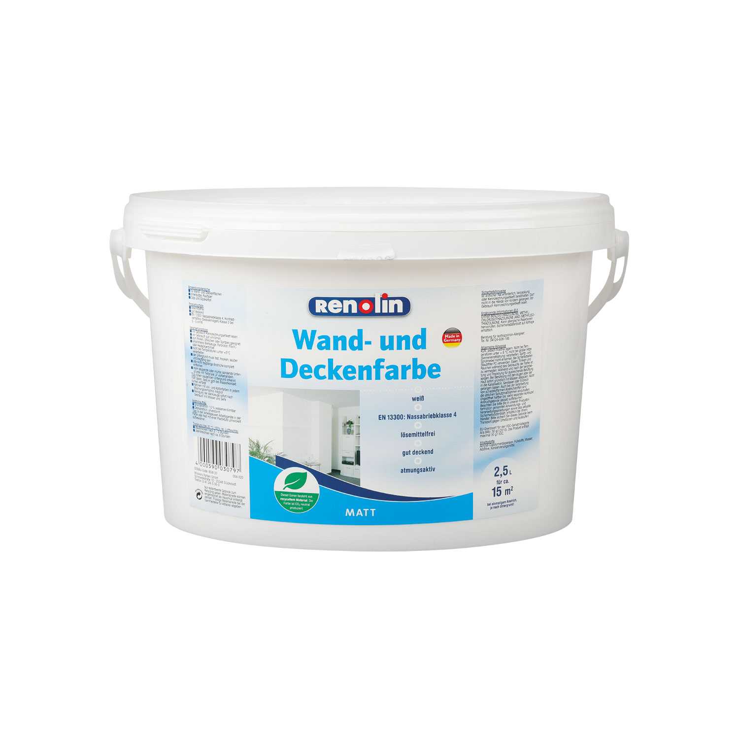 Renolin Wand-& Deckenfarbe 2,5 Liter matt weiß