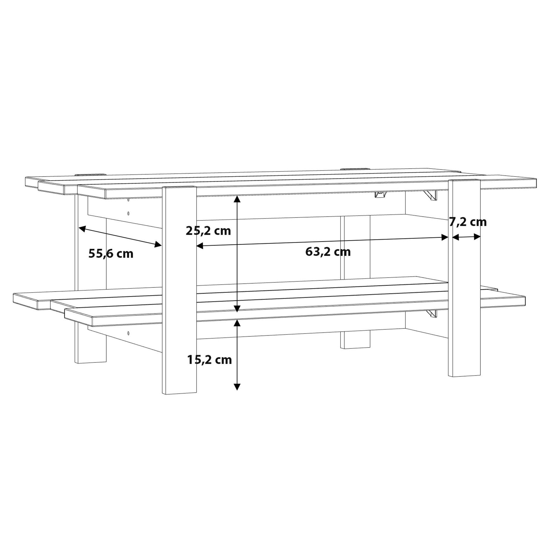 Couchtisch - uni grau - Artisan Eiche - 110 cm