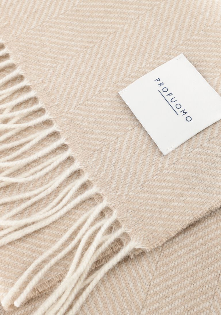 beige profuomo sjaal scarf lambswool