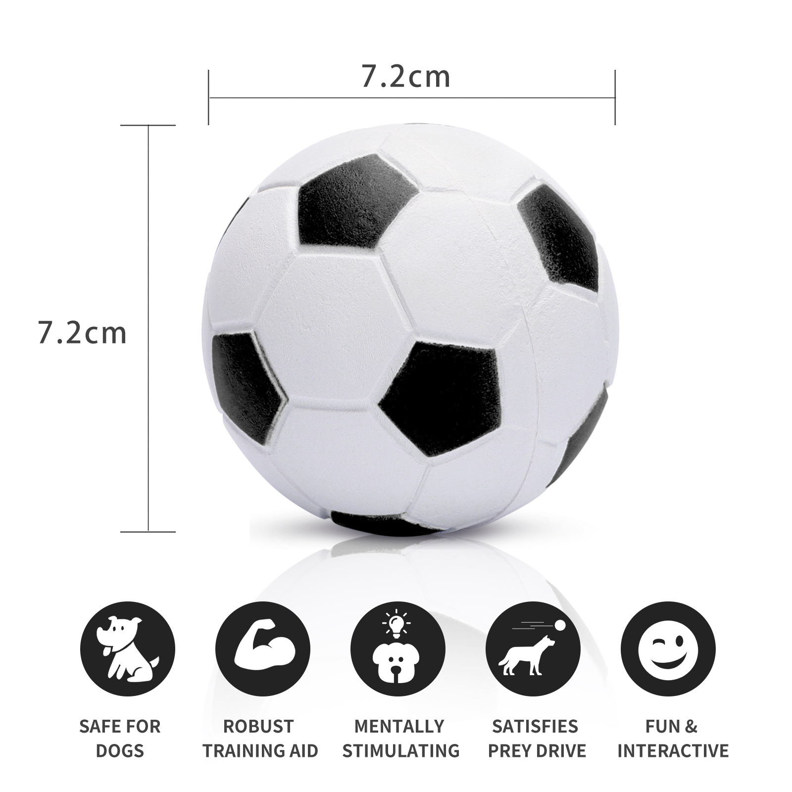 Bola para Cães Nobleza, Pacote com 6 Bolas Interativas para Cães, Bola de Borracha Natural Durável para Cães, Bola Interativa para Cães de Pequeno, Médio e Grande Porte, 7,2cm