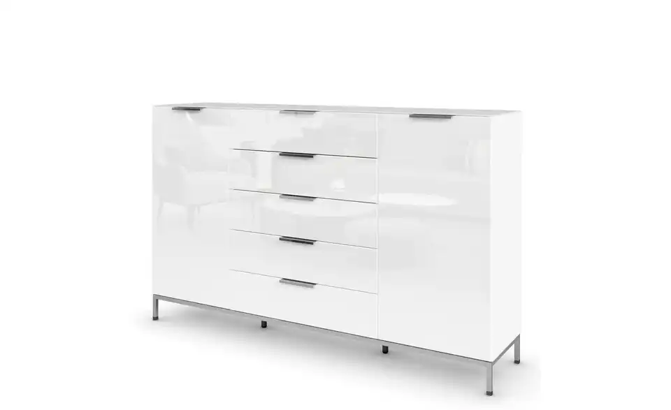 Highboard verchromt 180 cm Weiß