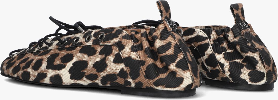 bruine ganni ballerina's lace up ballerina denim print