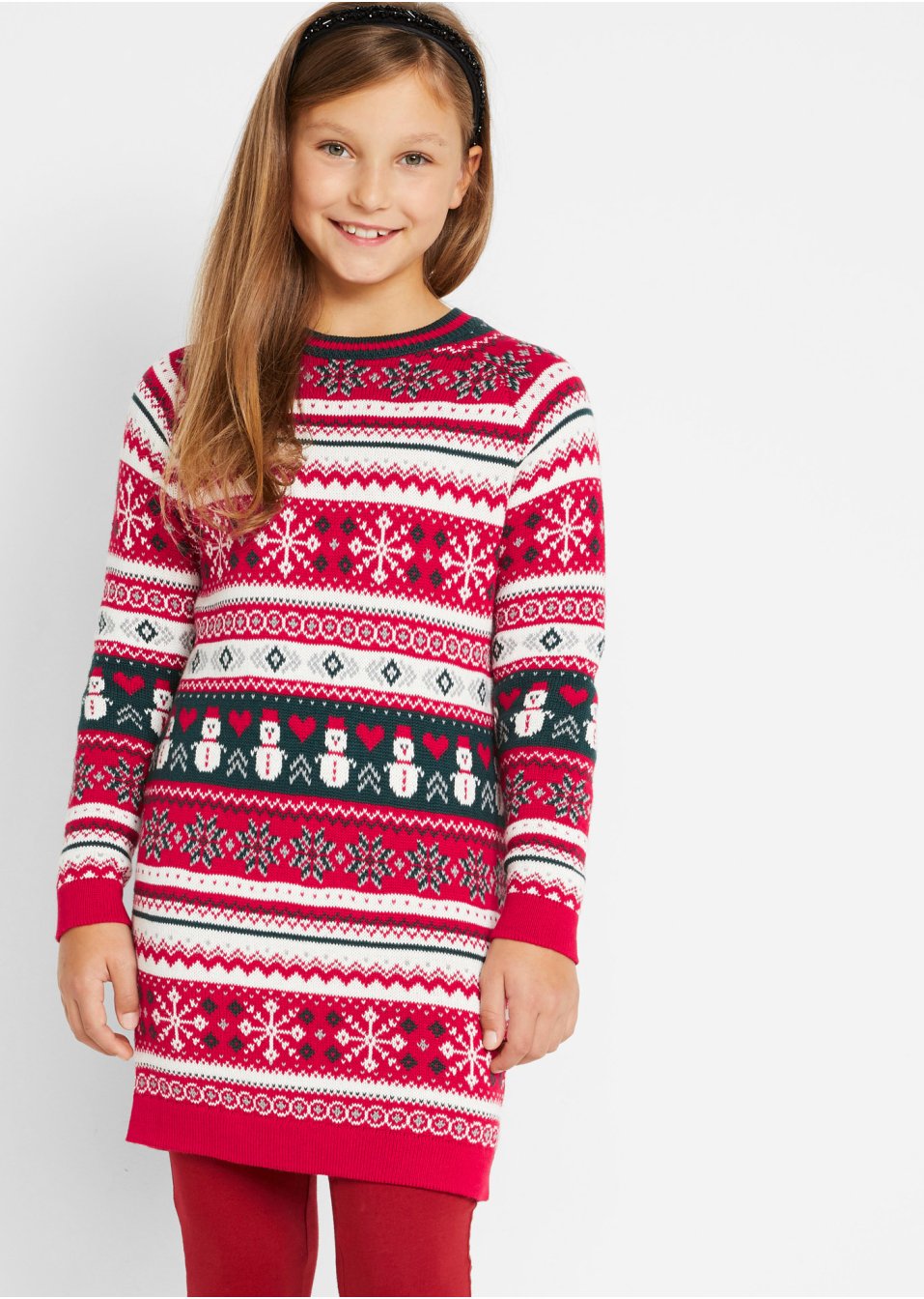 Robe en maille fille à motif hivernal