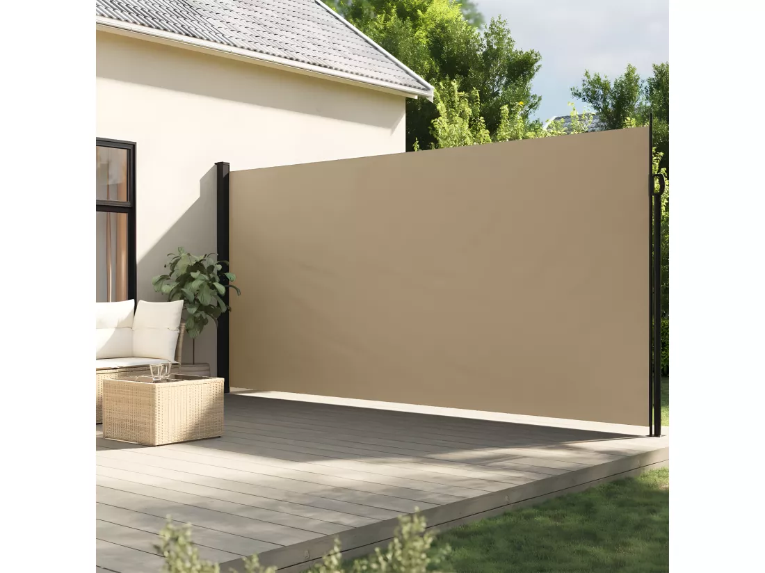 Auvent latéral rétractable beige 220x500 cm