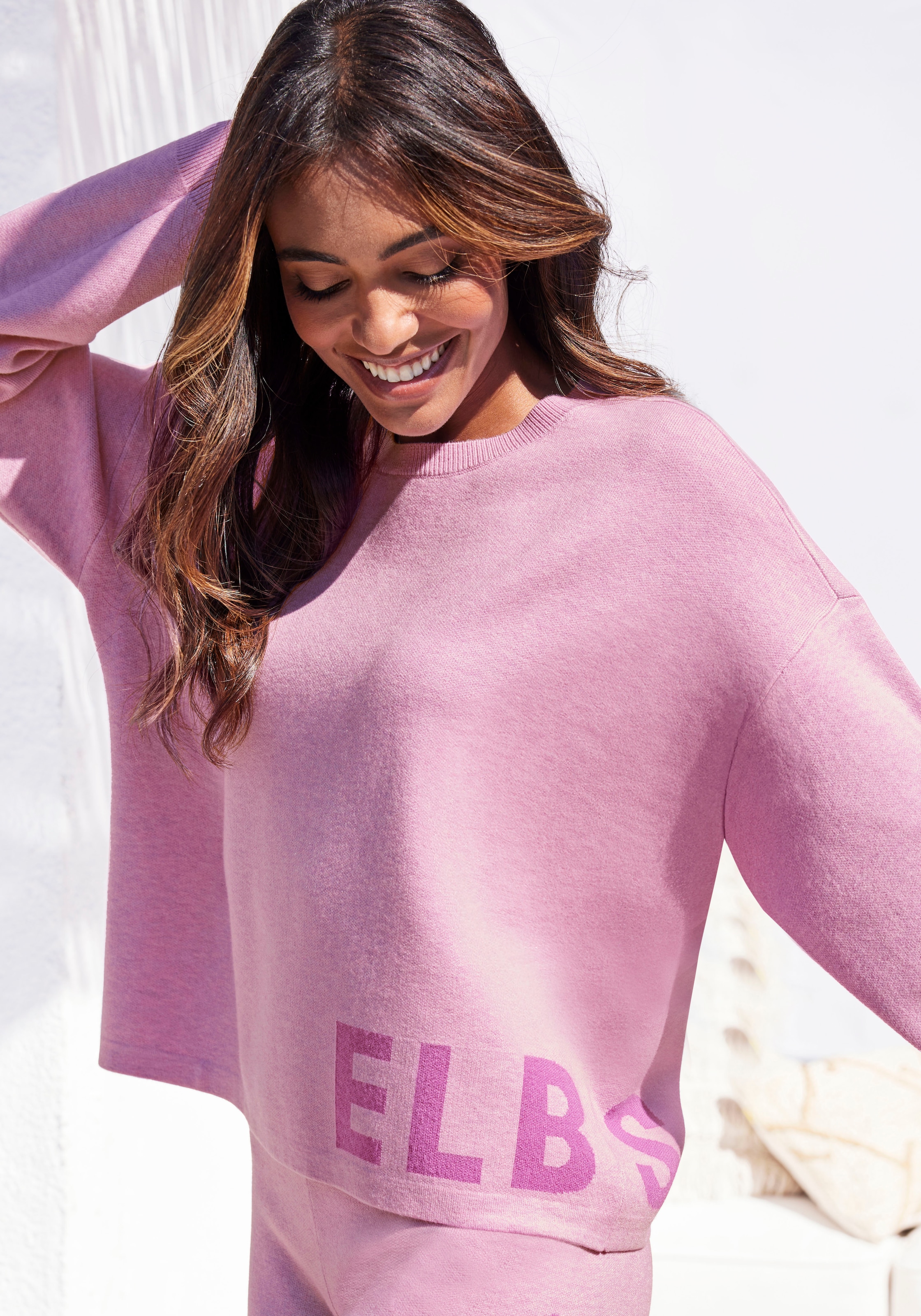Elbsand Strickpullover aus hochwertigem Strick mit eingestricktem Logo, Loungewear