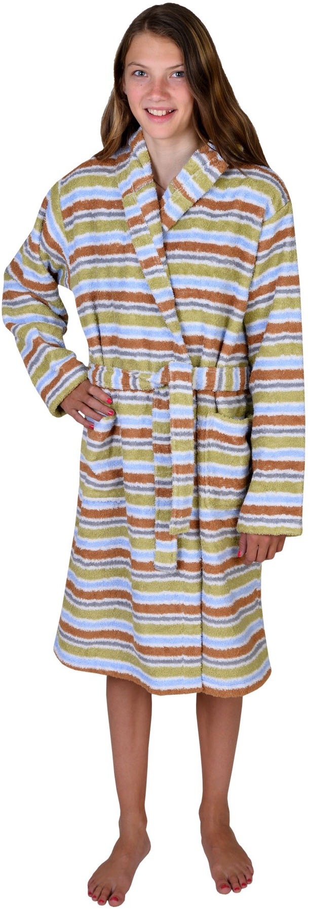 Wörner Kinderbademantel »Ringel«, Streifenmuster, mit Taschen, maschinenwaschbar, trocknergeeignet