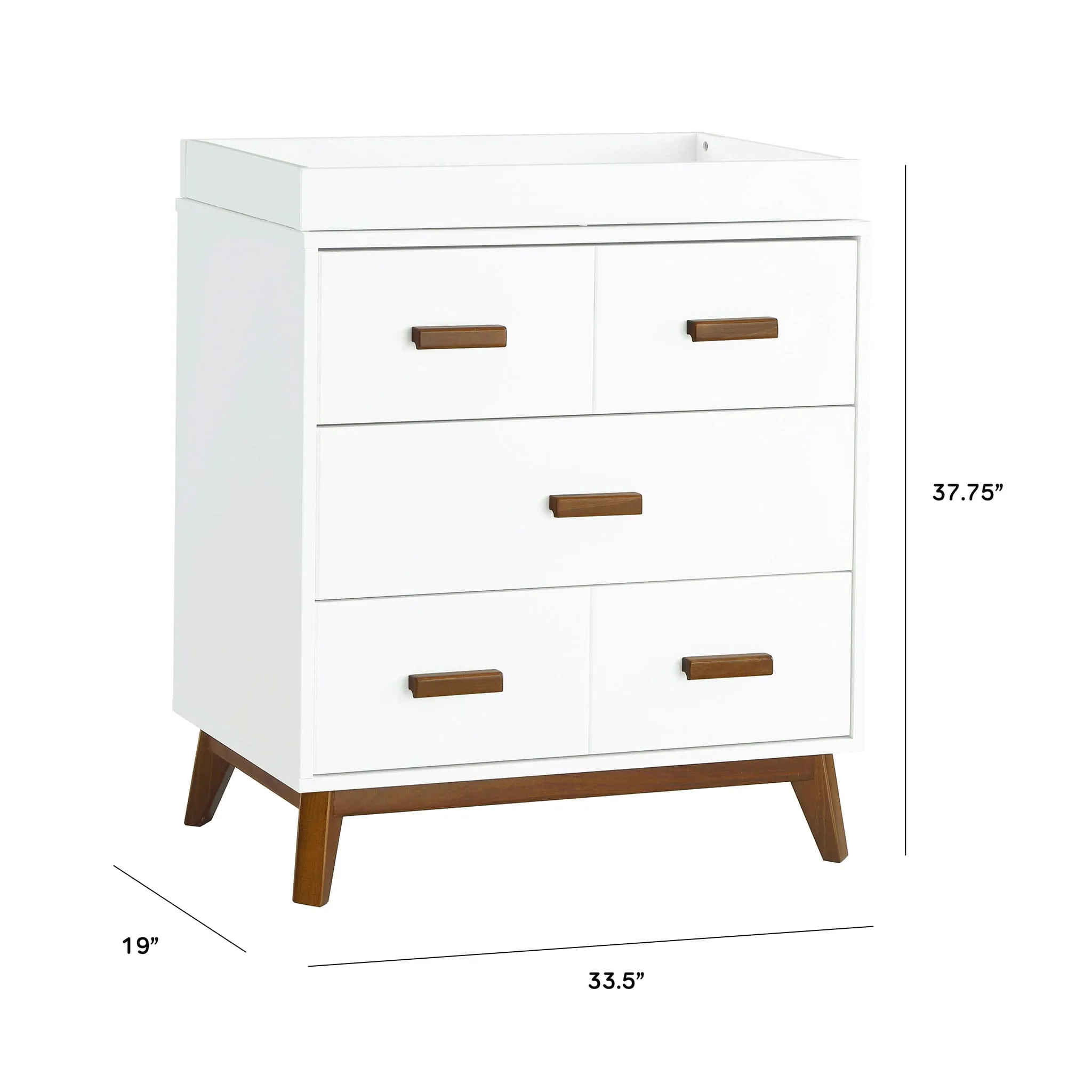 Babyletto Meuble à Langer 3 Tiroirs Scoot - Blanc  Noyer
