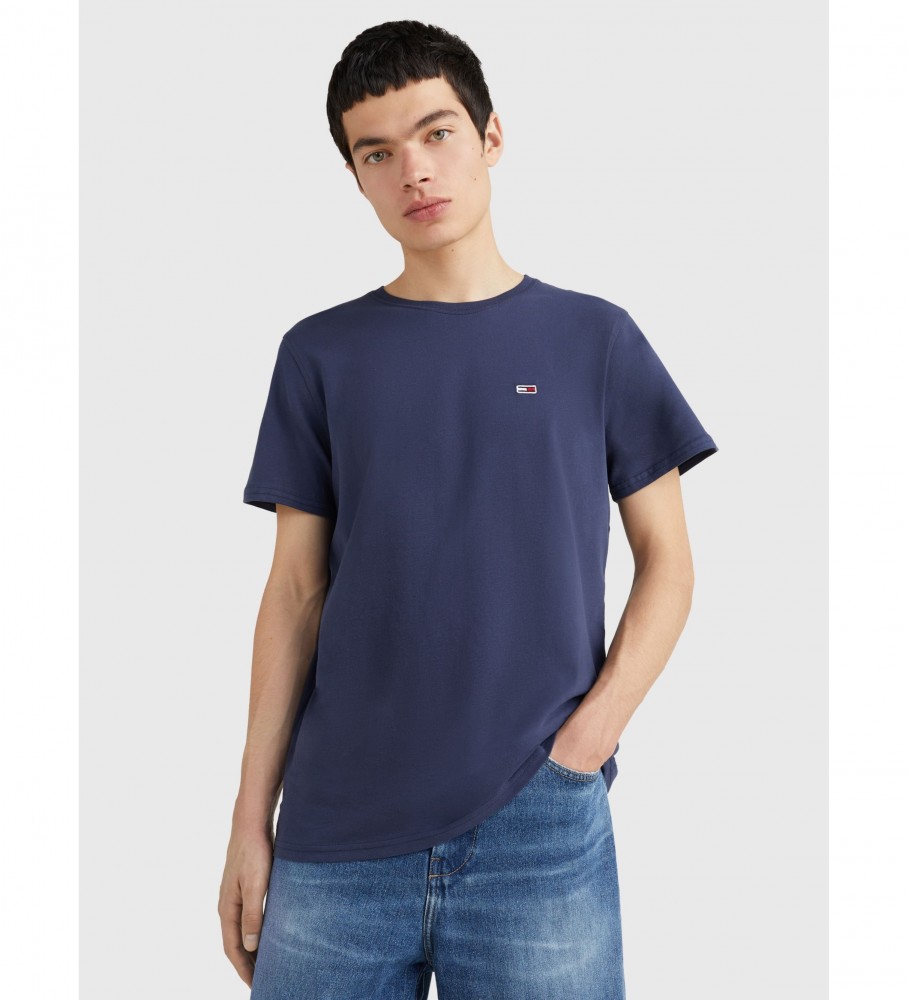 Conjunto de 2 camisetas Tommy Jeans Slim fit, branca e azul-marinho.
