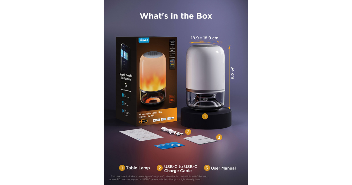 GoveeTable Lamp 2 Pro (Sound by JBL)  (Transparant)