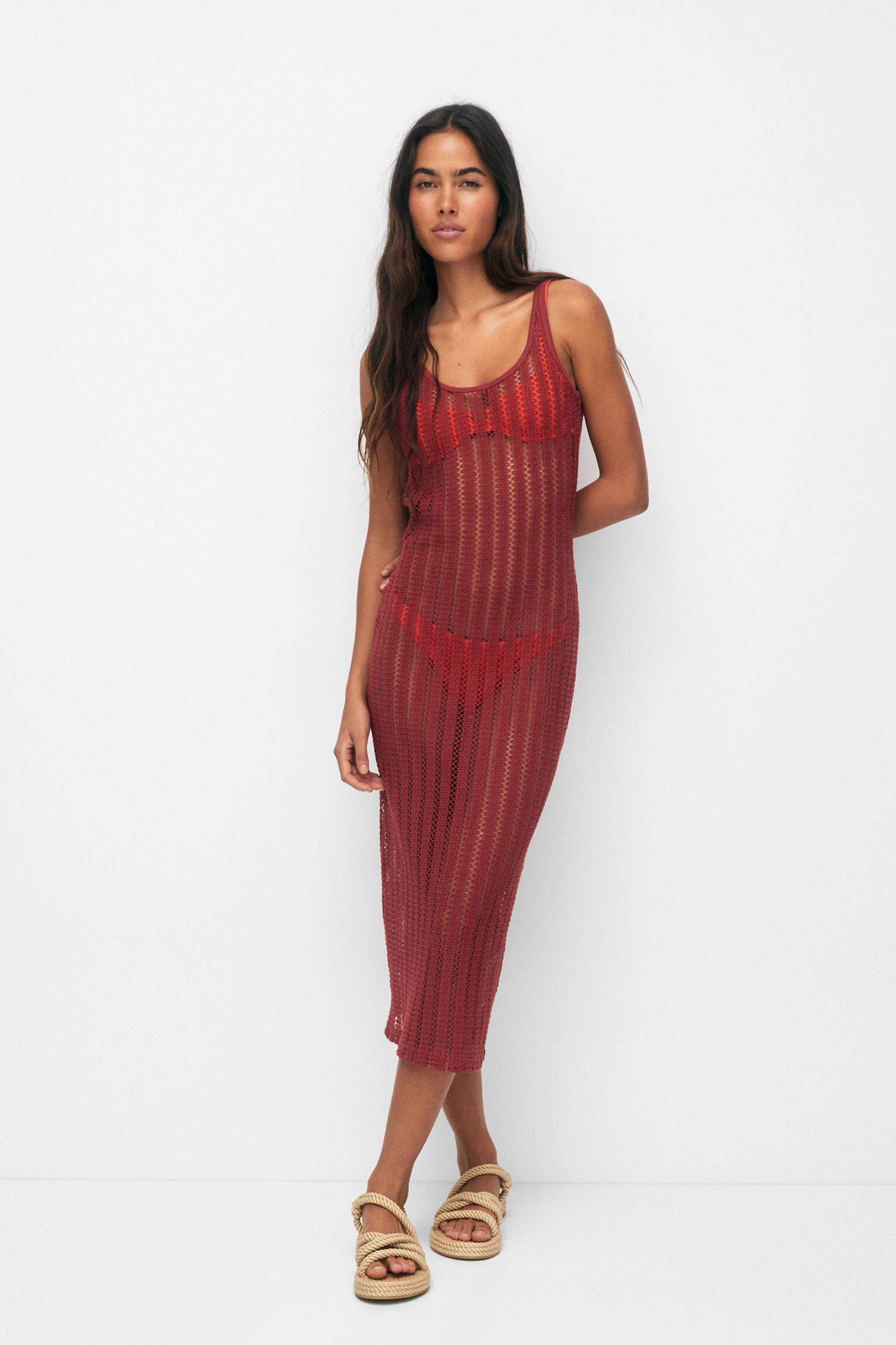 VESTIDO MIDI VERMELHO - BORGONHA