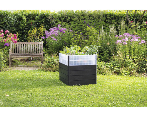 Klassieke verhoogde tuinbak GARANTIA ERGO Quadro Turbo L 75 incl. Flora waterbesparend systeem 80 x 80 x 75 cm steen
