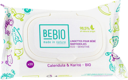 Bebio Lingettes Pour Bébé Légèrement Parfumées Calendula Et Karité Bio Format Voyage 20 Pièces