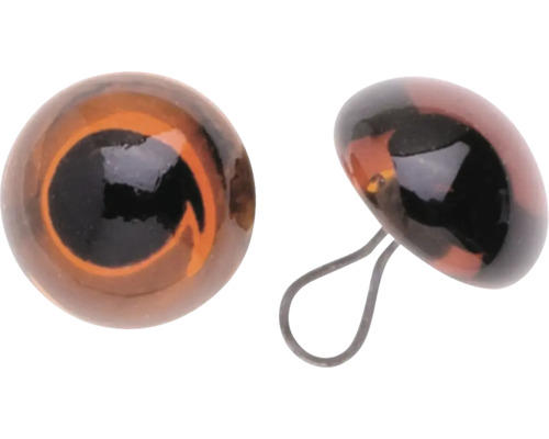 Oogje van glas, bruin, 14 mm, 2 stuks