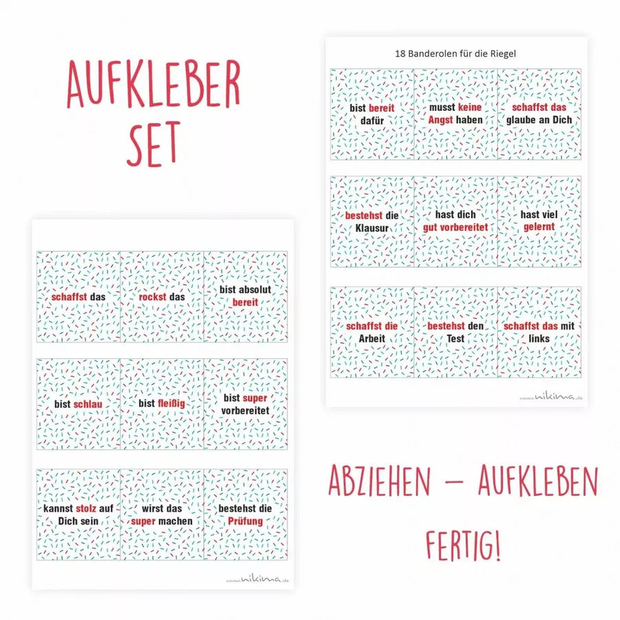 Nikima Papeterie AUFKLEBER SET - Duplo Prüfung Du schaffst das Motivation bunt