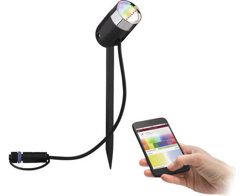 Paulmann Plug & Shine LED Spot RGBW Enkele Spot IP65 4.5W 170 lm 3000-6500K Pike antraciet 230/24V - Compatibel met SMART HOME van hornbach