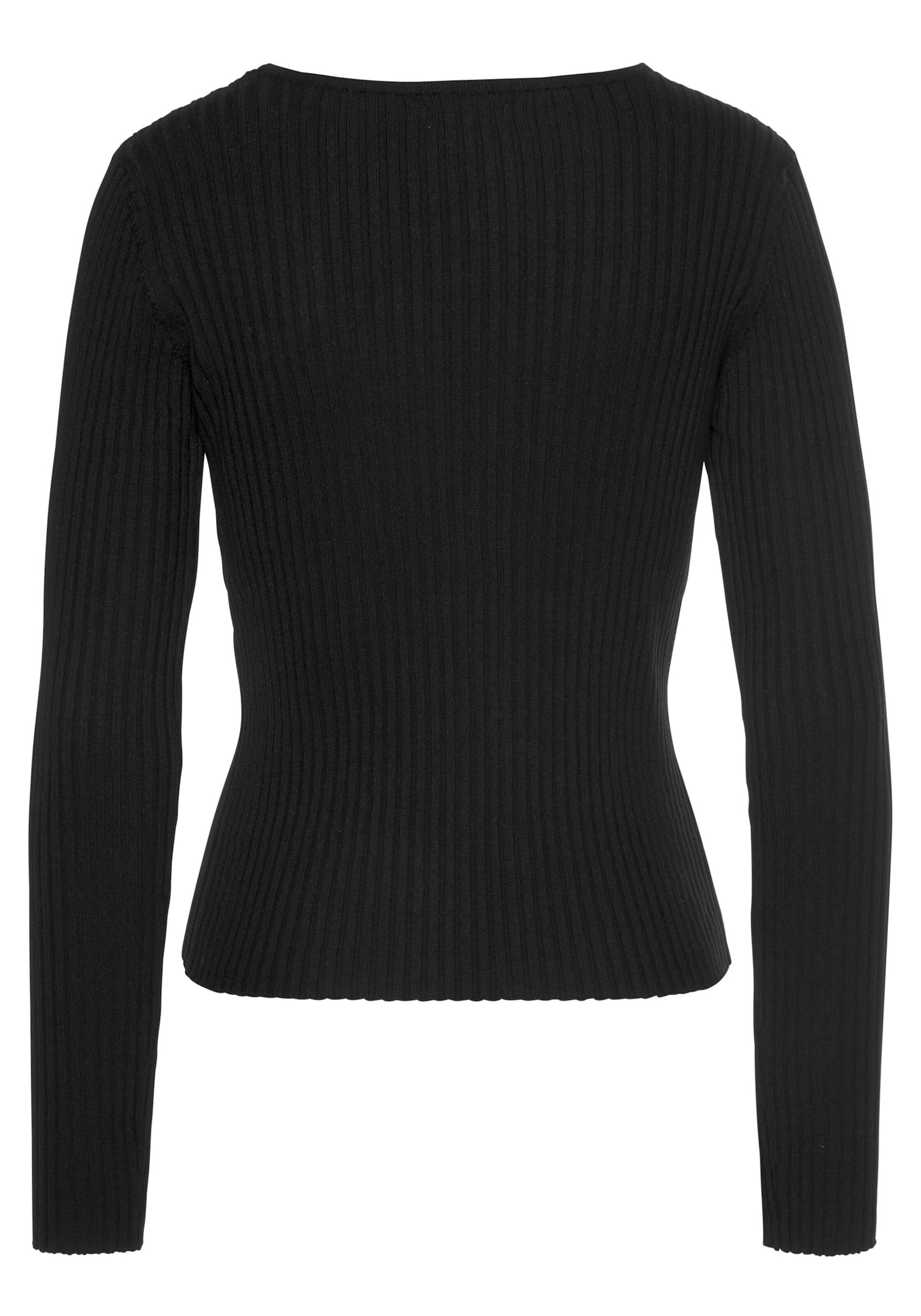 LASCANA V-Ausschnitt-Pullover in schwarz