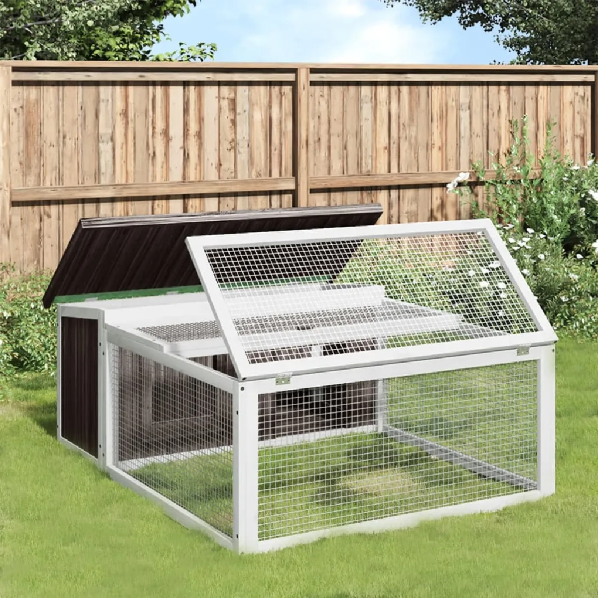 vidaXL Clapier Gris - 117,5x97x47,5 cm