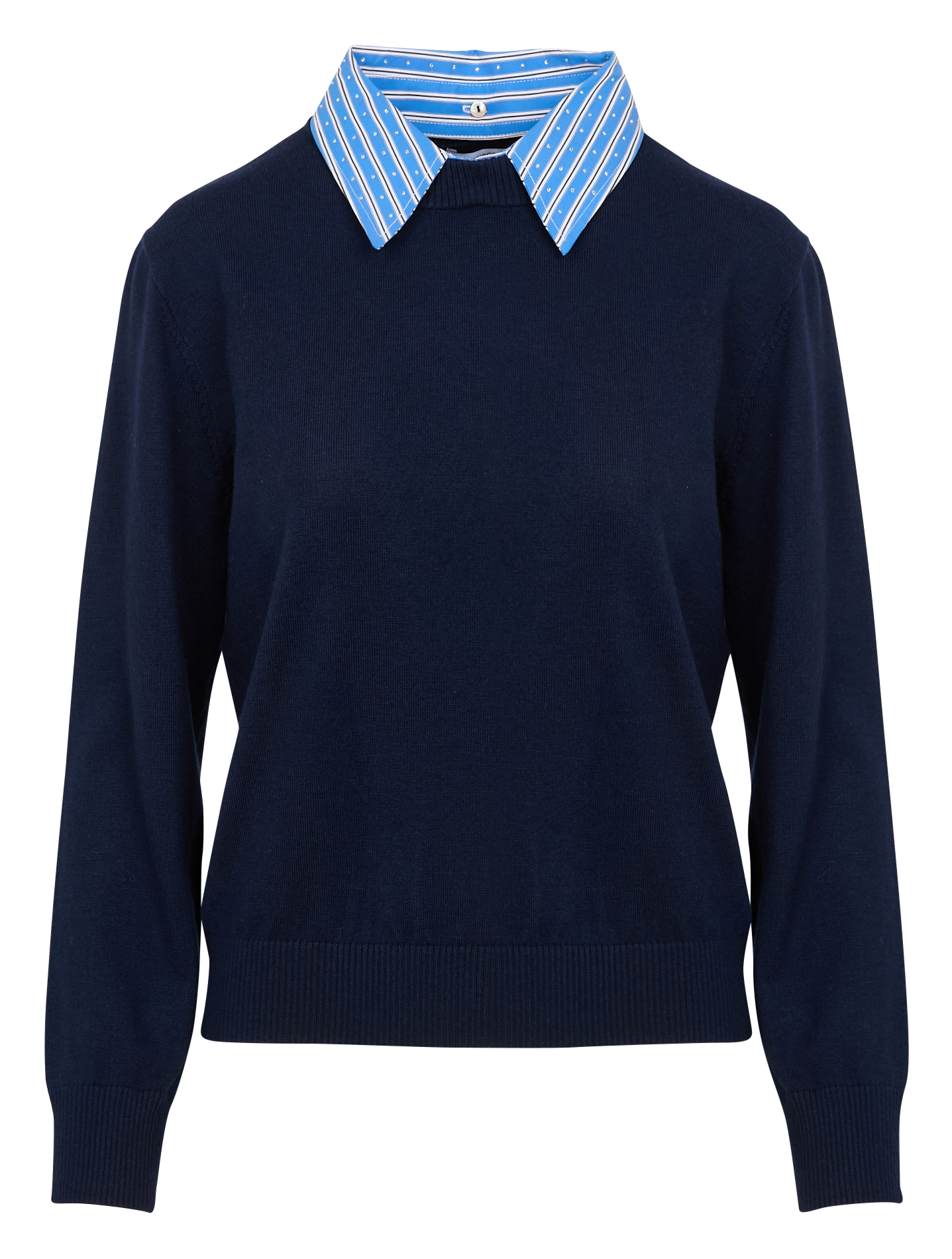 PILGRIMI - Pull à col classique rayé | Bleu