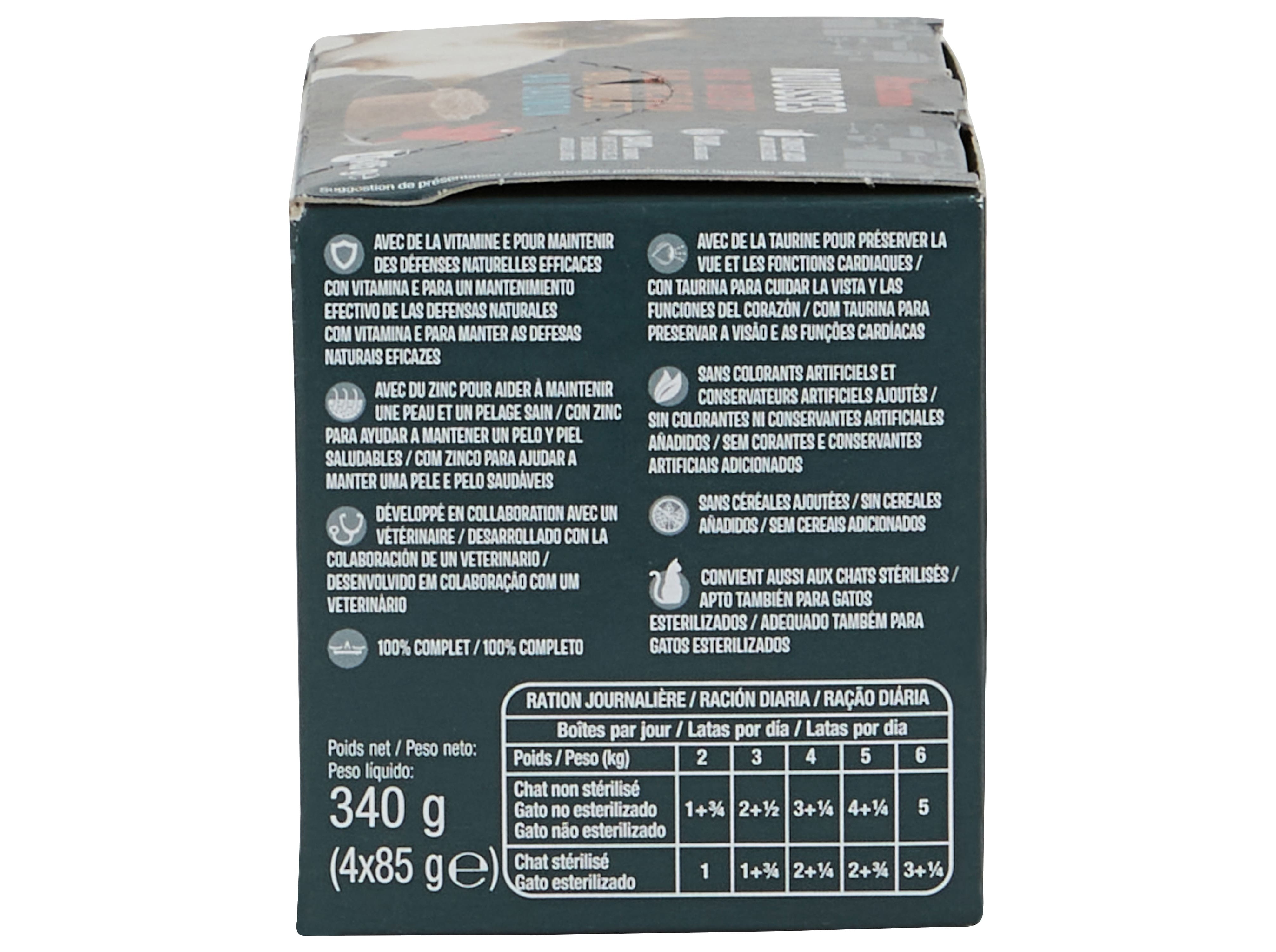 COMIDA HÚMIDA PARA GATO AUCHAN MOUSSES CARNE E PEIXE 4X85G