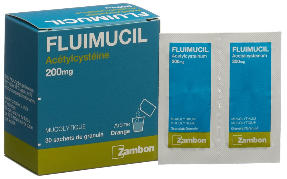 FLUIMUCIL Gran 200 mg Erw Btl 30 Stk<br>30 Stück, Beutel, Granulat zur Herstellung einer Lösung zum Einnehmen