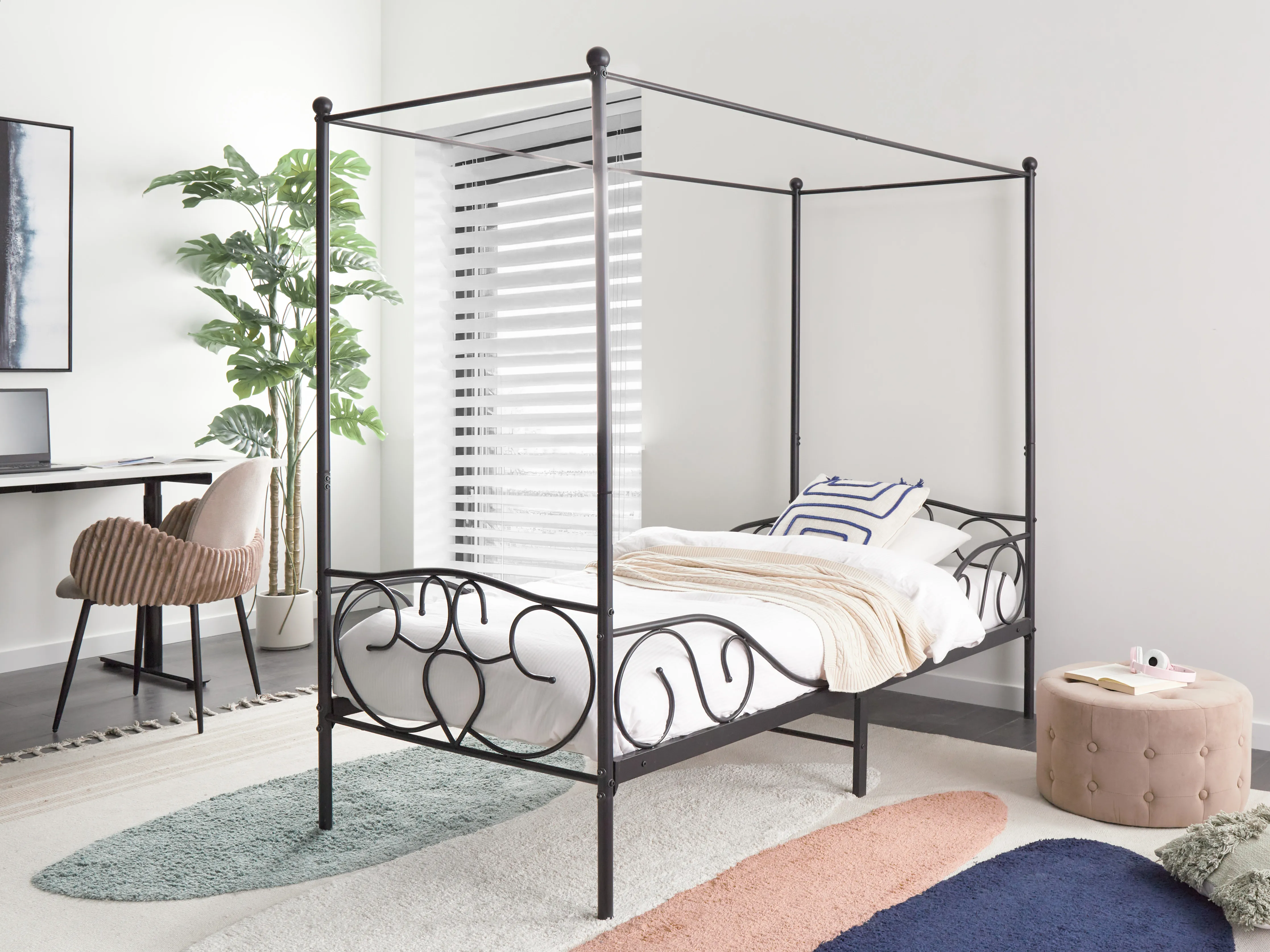 Hemelbed Metaal SORMERY 90 x 200 cm Zwart