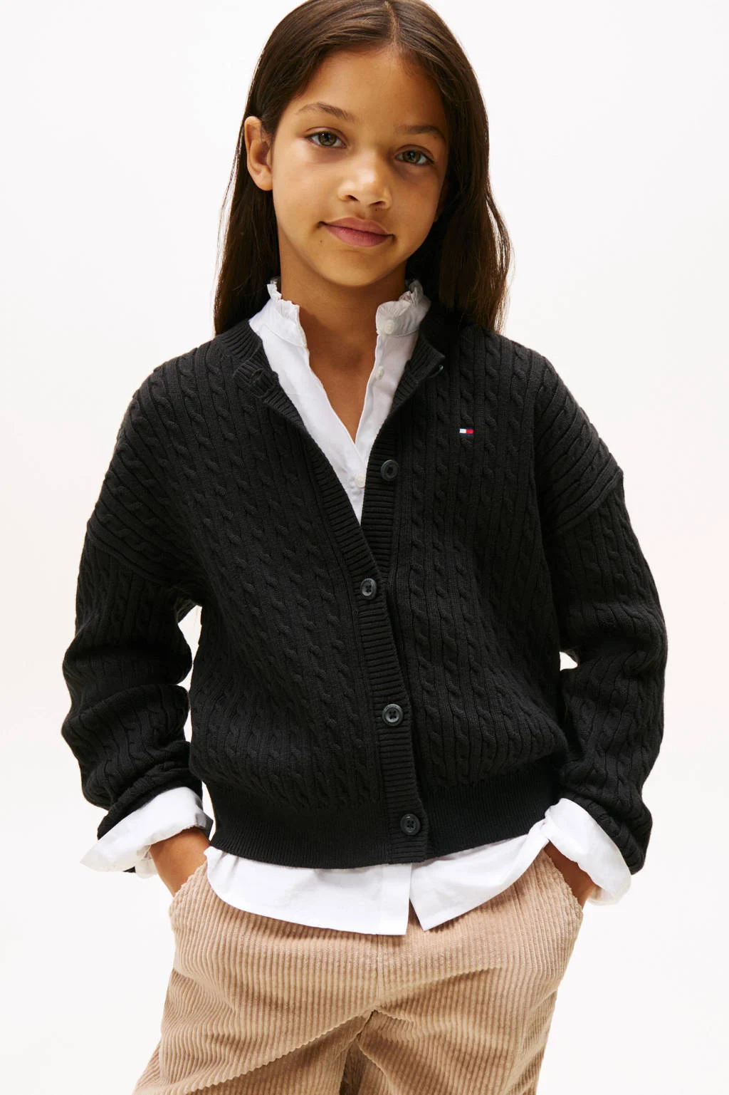 Tommy Hilfiger cardigan zwart met kabels