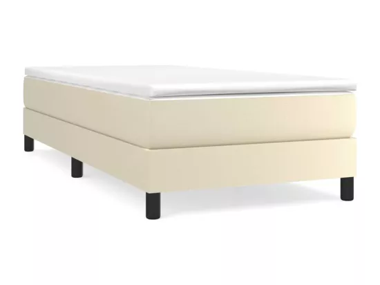 Sommier tapissier avec matelas Crème 100x200cm Similicuir