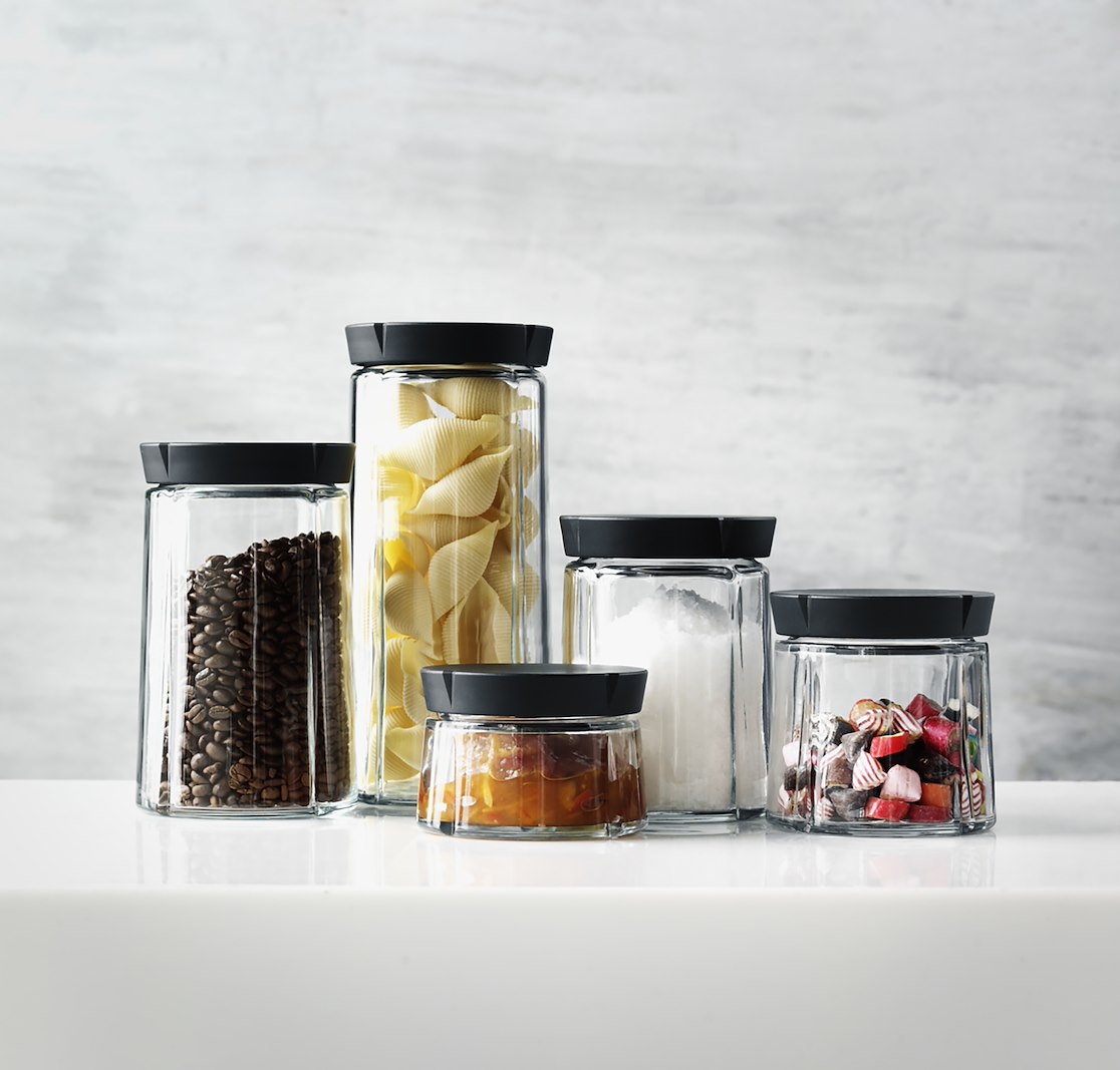 Grand Cru oppbevaringsglass Klart glass med sort lokk 1 liter