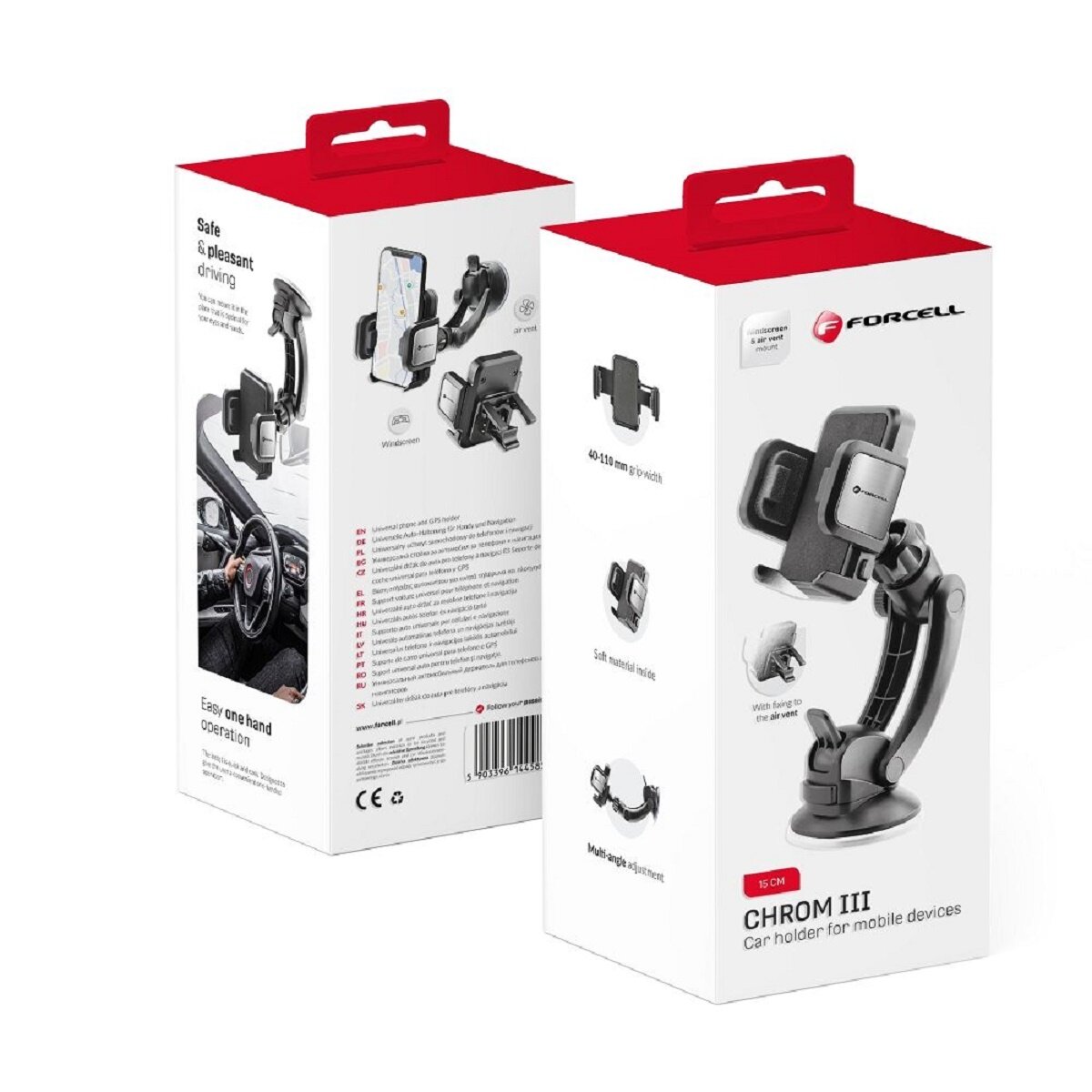 GSM (CHROM III) Autohalterung + Bogen (15cm) KFZ-Halterung