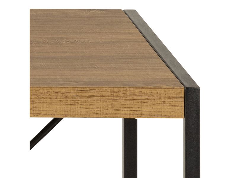 AC Design Tisch Bahamas, Schwarz / Braun Schreibtisch mit robuster Platte in rustikaler Eichenoptik