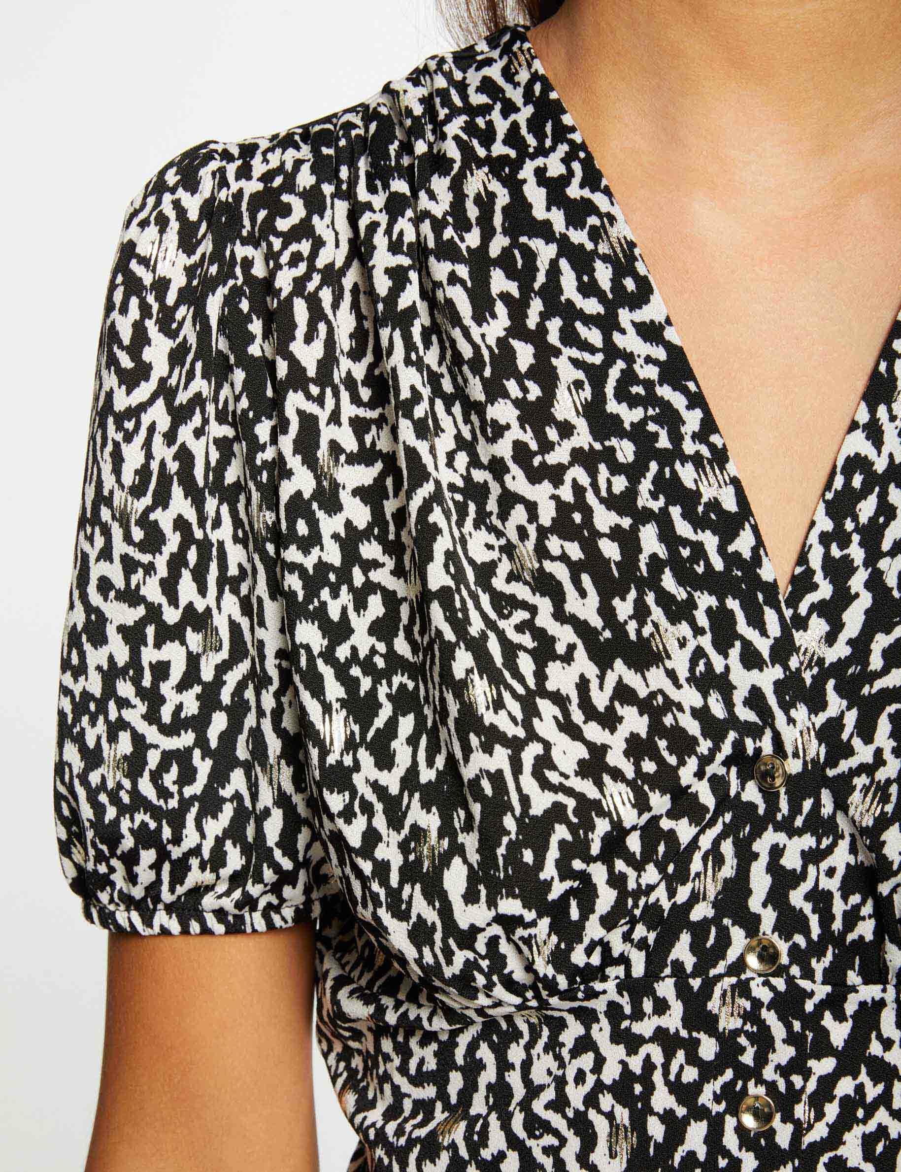 T-shirt à boutons imprimé animalier multico femme - multico