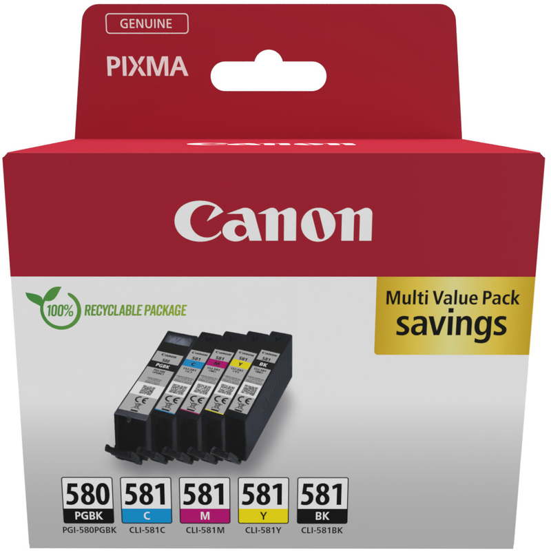 Canon PGI-580BK/CLI-581 BK/C/M/Y Tintenpatronen Multipack, cyan, gelb, magenta, schwarz