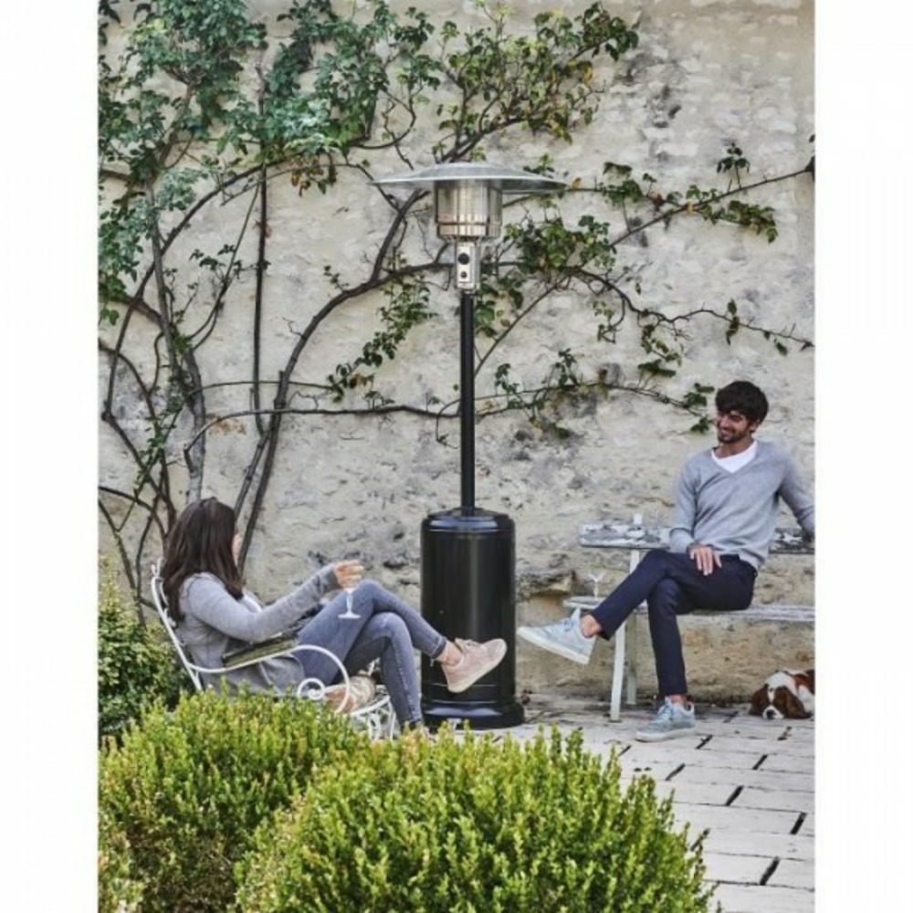 Parasol chauffant - chauffage extérieur - gaz propane - housse de protection - l 81 x p 81 x h 221 cm - noir
