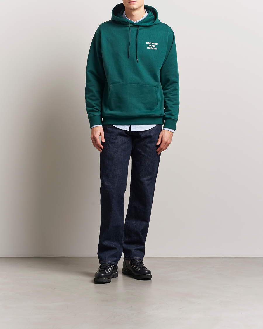 Drôle de Monsieur Slogan Hoodie Dark Green