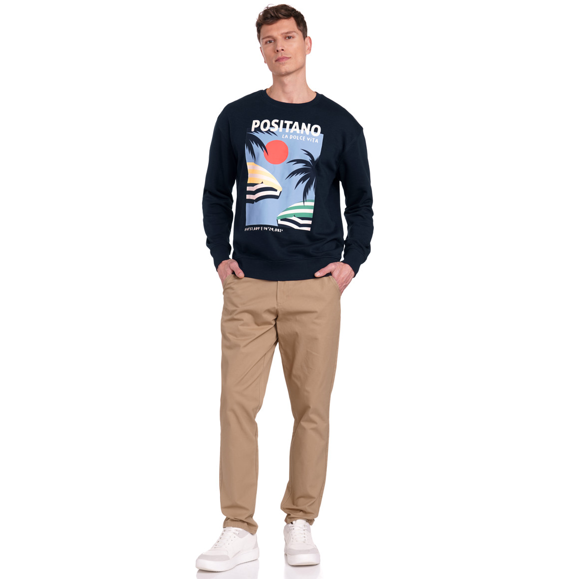 Jonas Nielsen Herren Sweatshirt mit großem Print dunkelblau