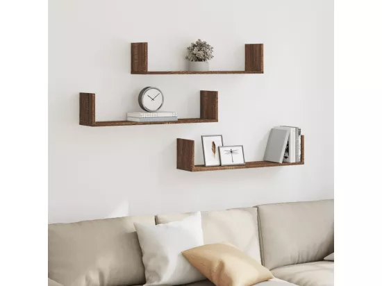 Étagères murales 3pcs chêne marron 80x18x18cm bois d'ingénierie
