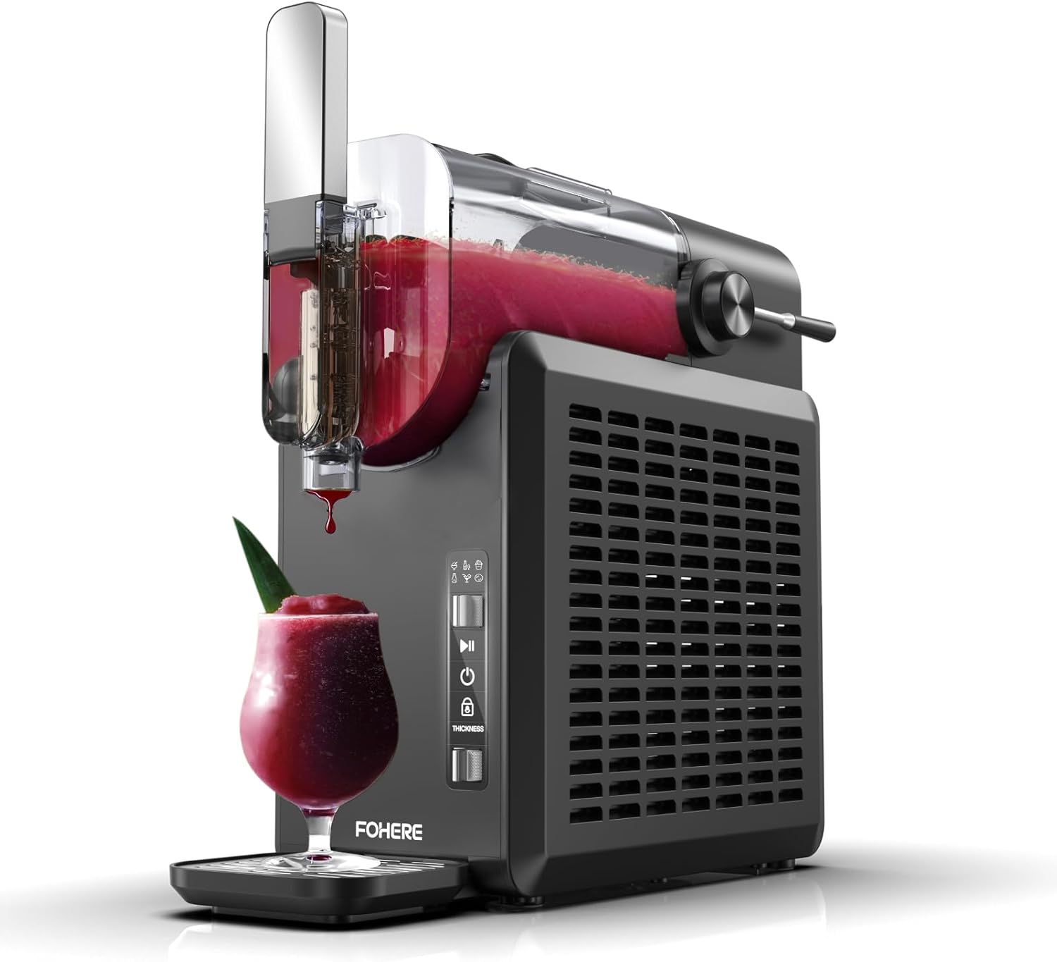 FOHERE Slush Maschine 2L für zu Hause, keine Eiswürfel erforderlich, Selbstreinigung, 5-in-1 Slushie Maschine mit 5 Einstellungen für Slush, Cocktail, Frappé, Milchshake, Wein, Quickfreeze-Technology