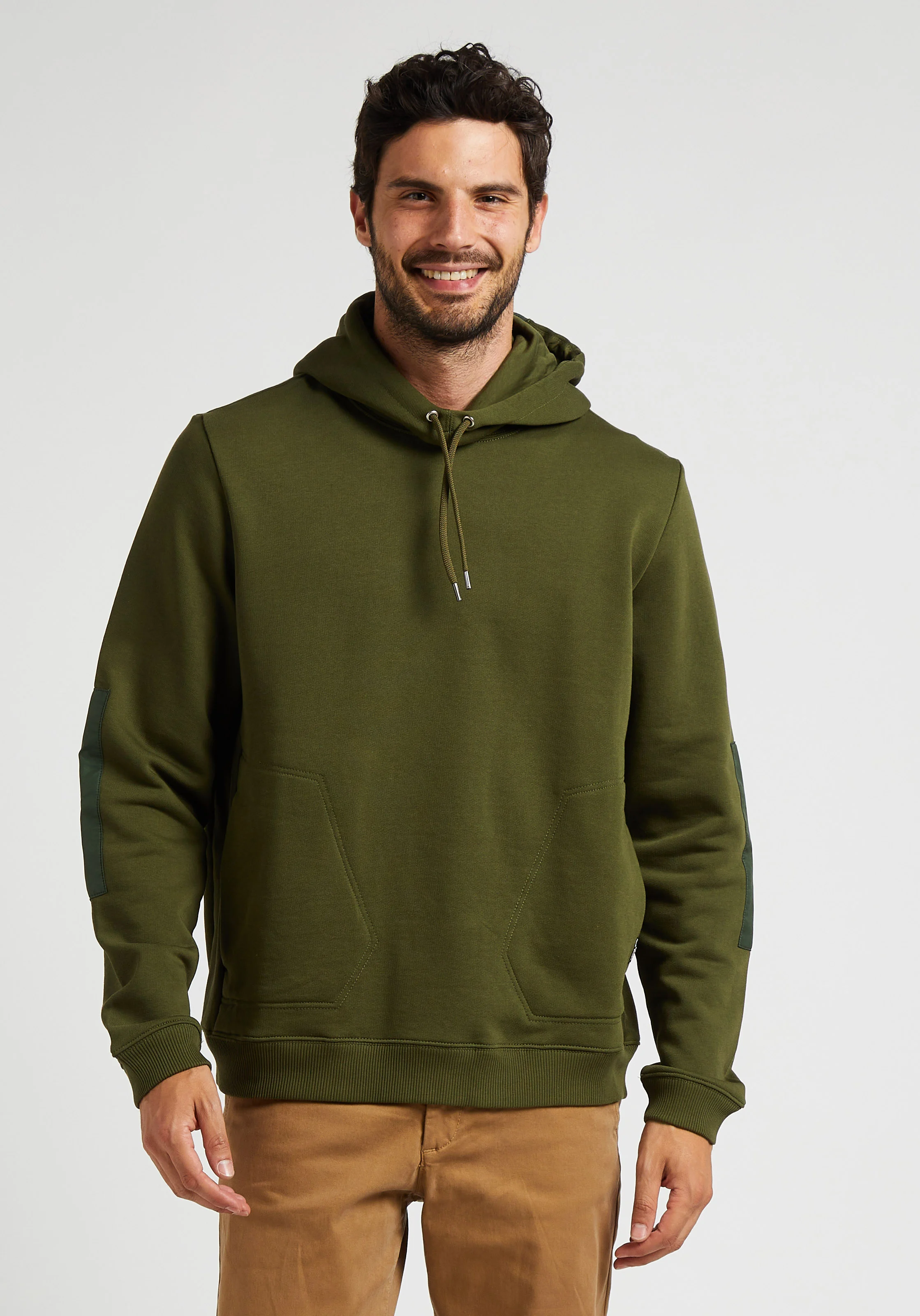 Sweat à capuche coupe droite en coton | Vert