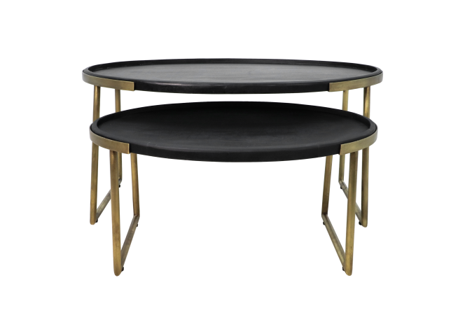 Salontafel Ovaal (set van 2) Zwart/Goud