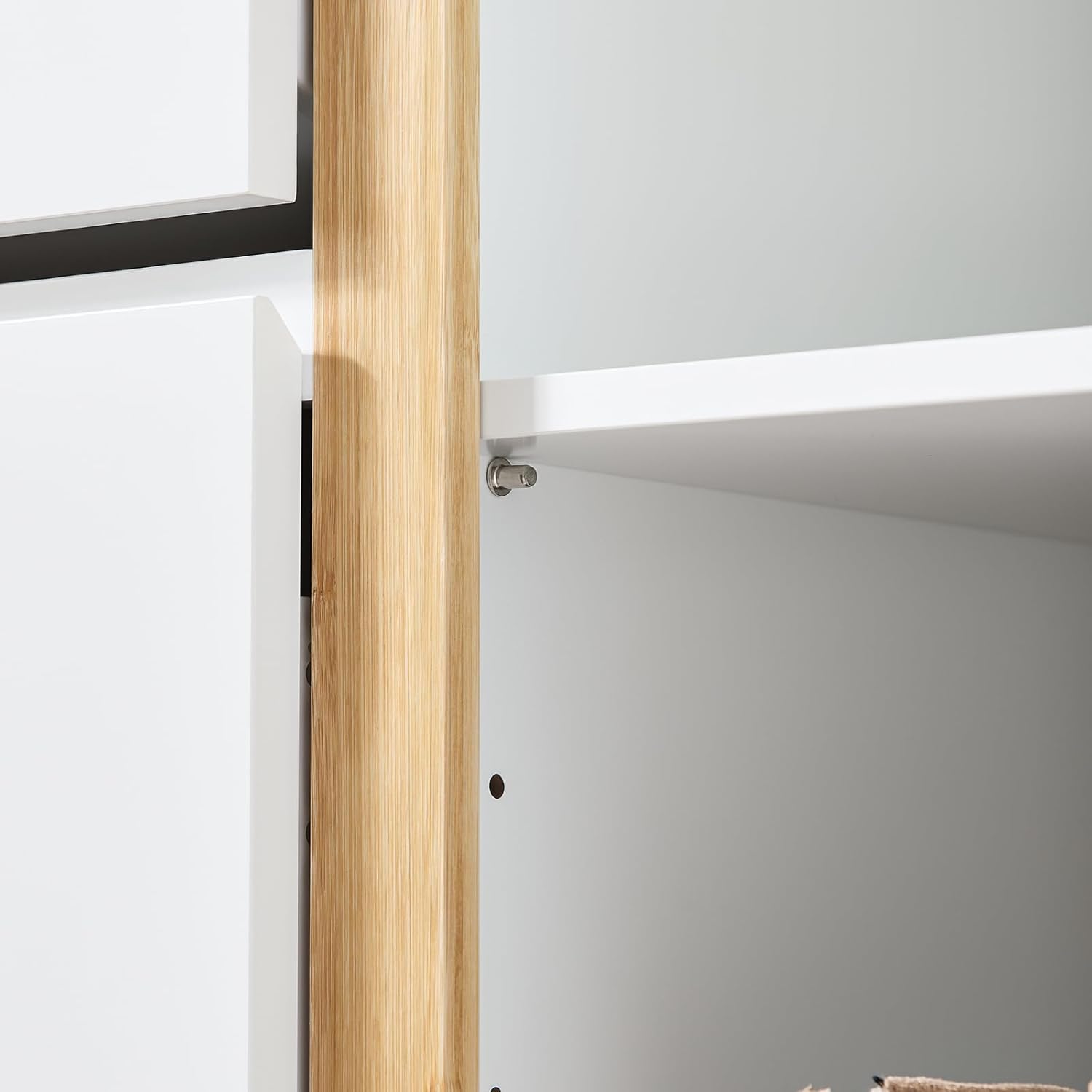 SoBuy Schuhschrank schmal hoch – Schuhkipper mit 3 Klappen und Seitenfächern, schuhregal geschlossen für Flur & Diele, platzsparend, schuhschrank Weiss Natur, 80x122x34cm, FSR189-WN