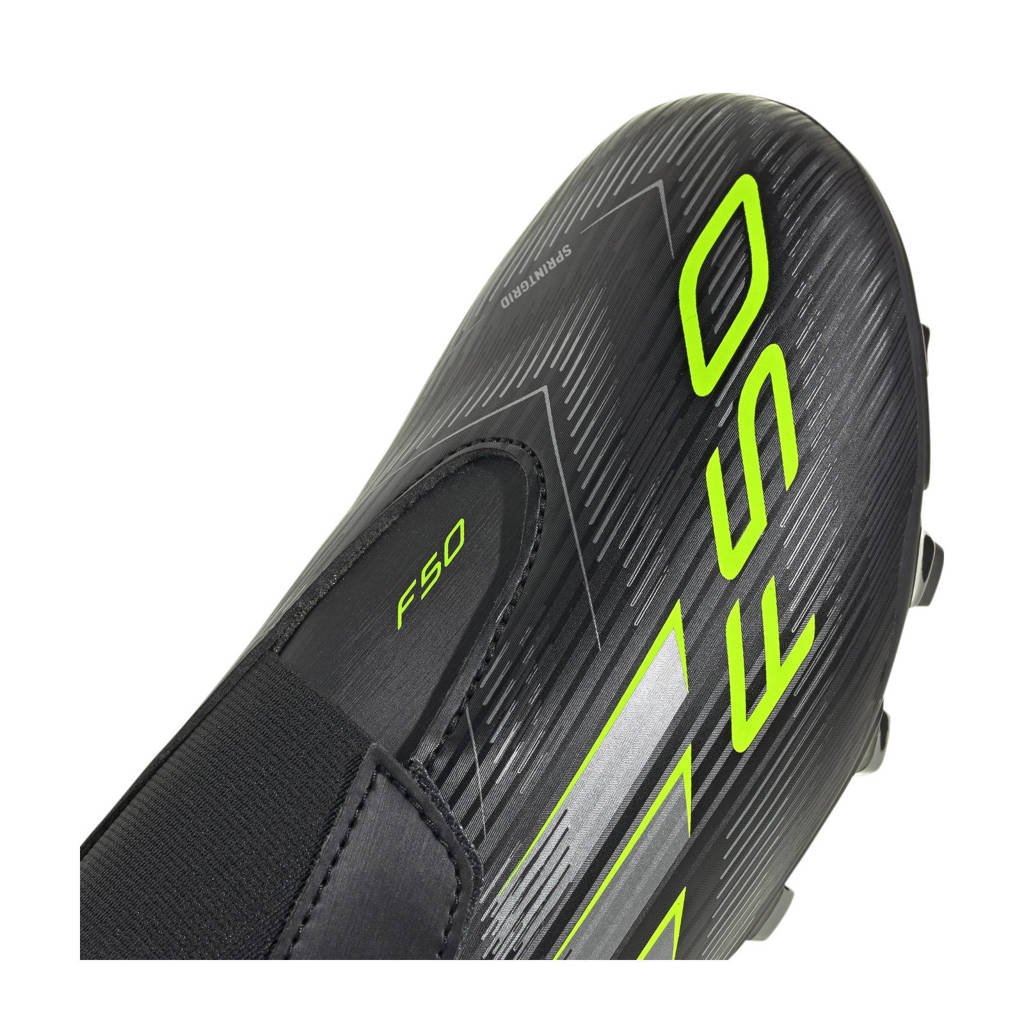 adidas Performance F50 Club Velcro FG/MGjunior voetbalschoenen zwart/zilvergrijs/geel