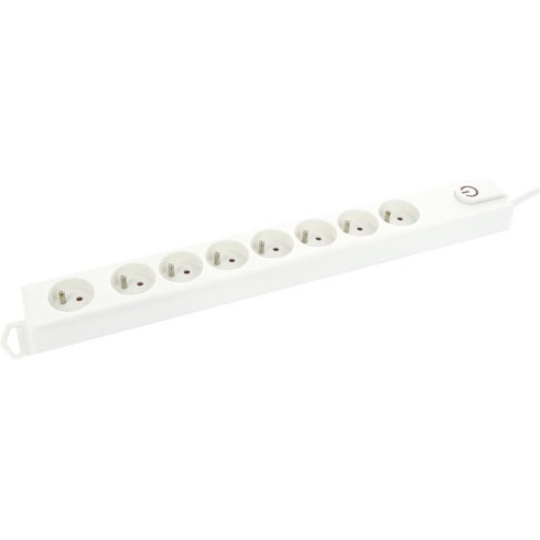 Bloc multiprises avec interrupteur - 8x2P+T - 1.5 m - blanc