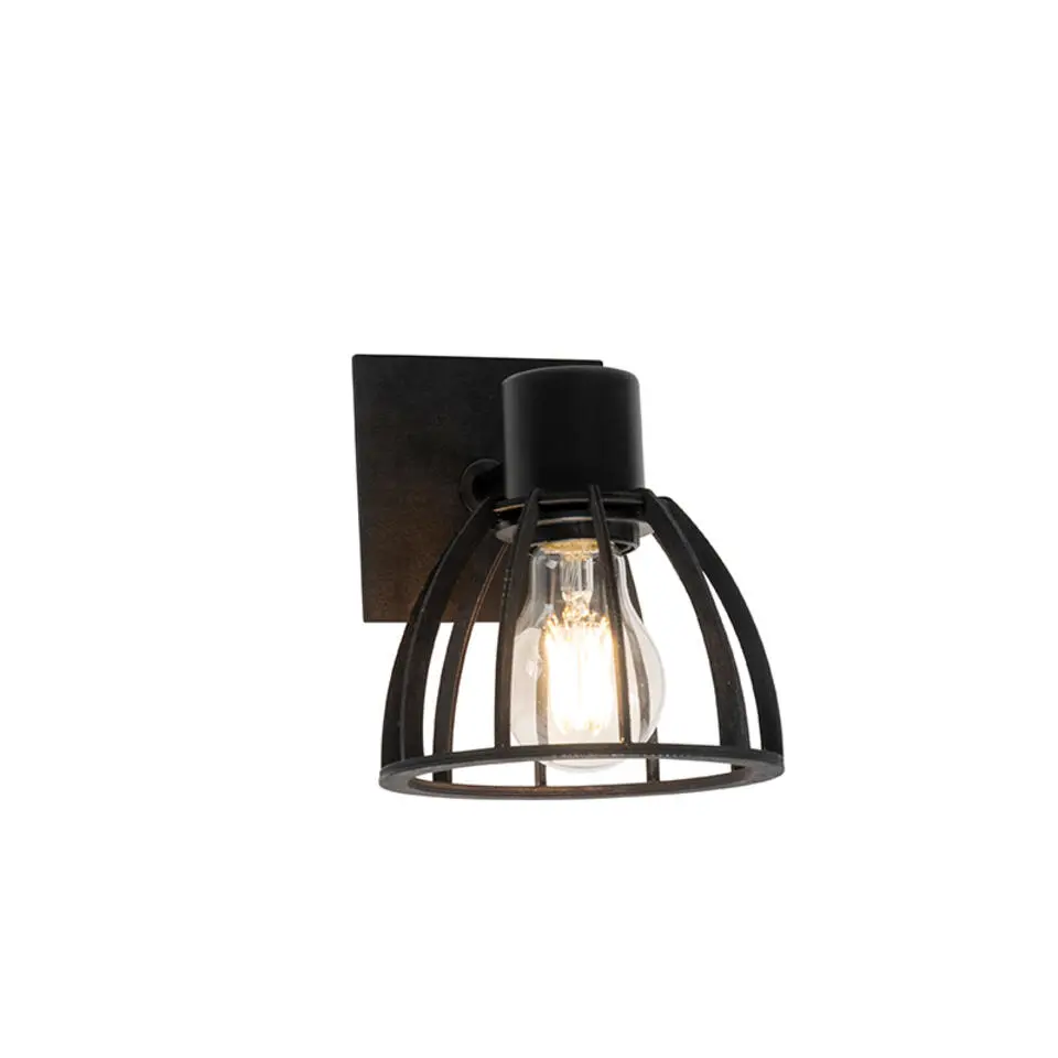 Qazqa wandlampen fotu zwart e27