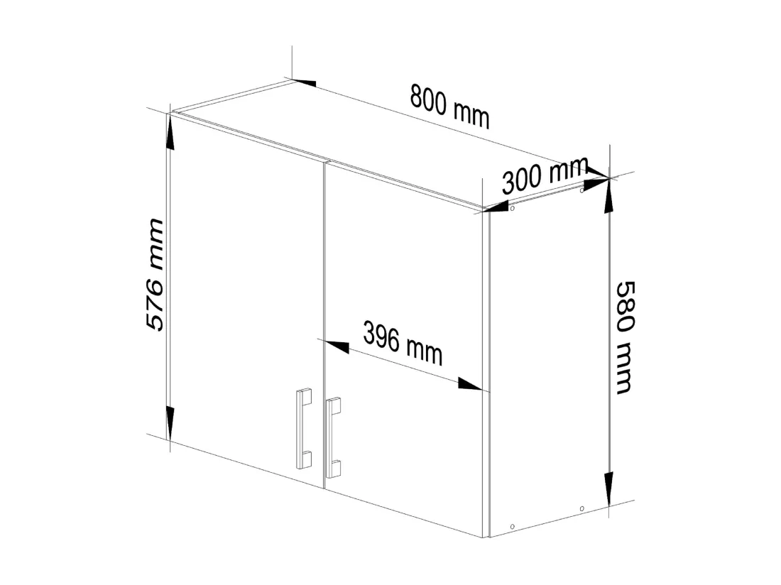 Armoires de cuisine haute AKORD W80 LIMA Blanc 80 cm 2 portes façade Chêne Sonoma 2 étagères 80x30,5x58 cm