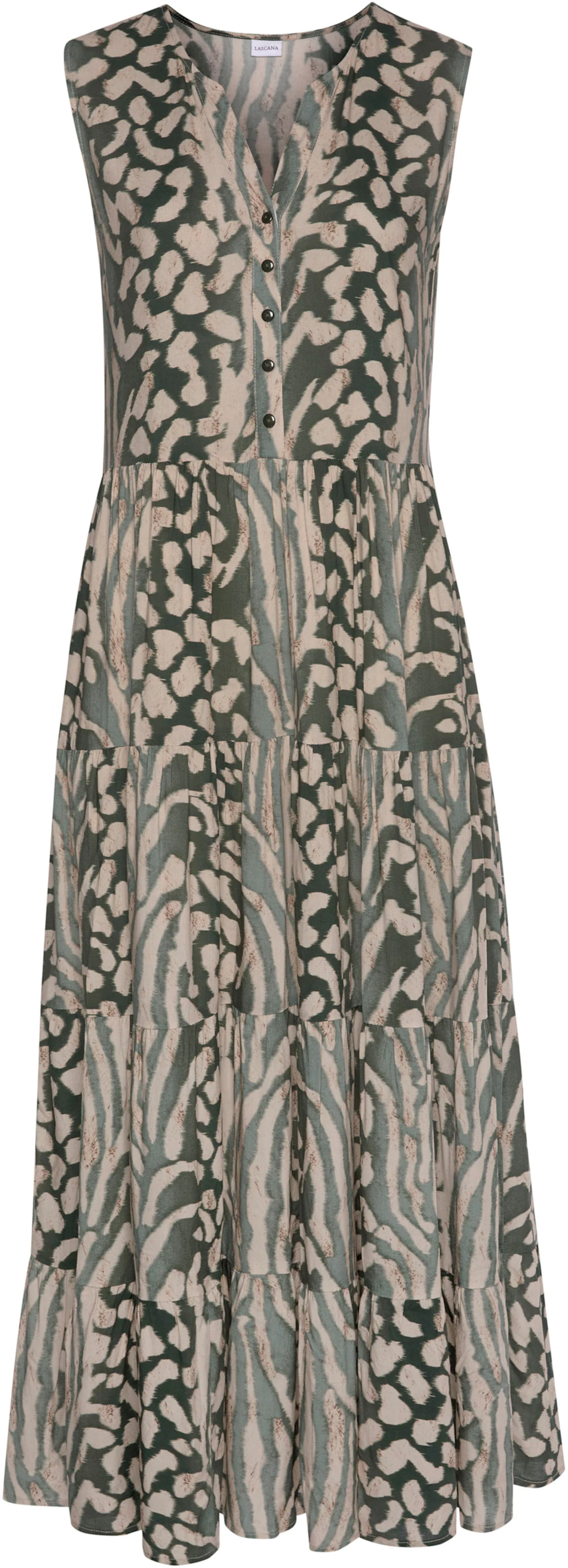 LASCANA Maxikleid in grün-taupe-bedruckt