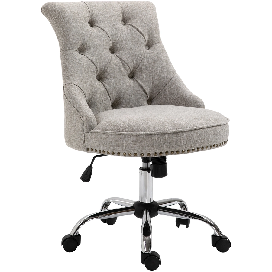 HOMCOM Polsterstuhl mit Chesterfield-Lehne hellgrau