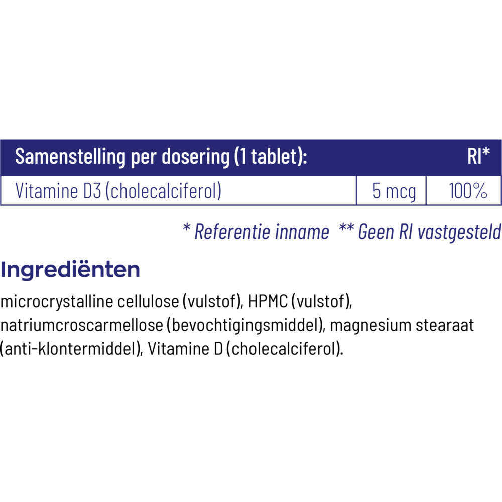 Vitakruid Vitamine D3 -5 mcg 250 tabletten